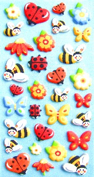 Softy Stickers bunt, Marienkäfer und Frühling